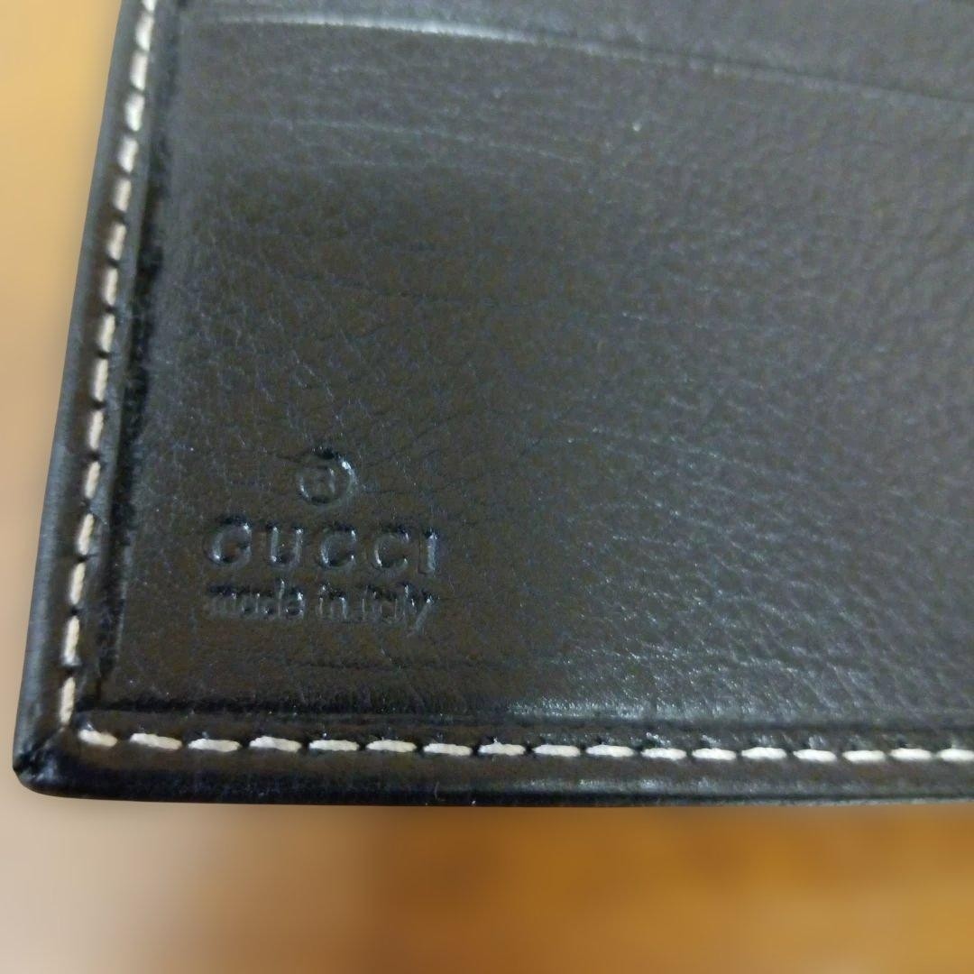 GUCCI Black Leather Bifold Wallet Double Snap Bill Compartment Coin Pocket