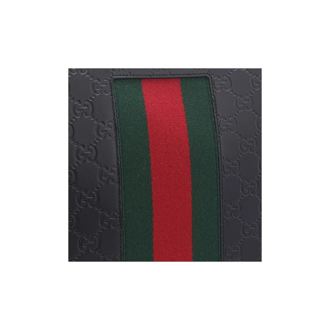 Gucci Vintage Logo Embossed Striped Ribbon Leather Handbag Men’s 10.2×2.3×7.8 in