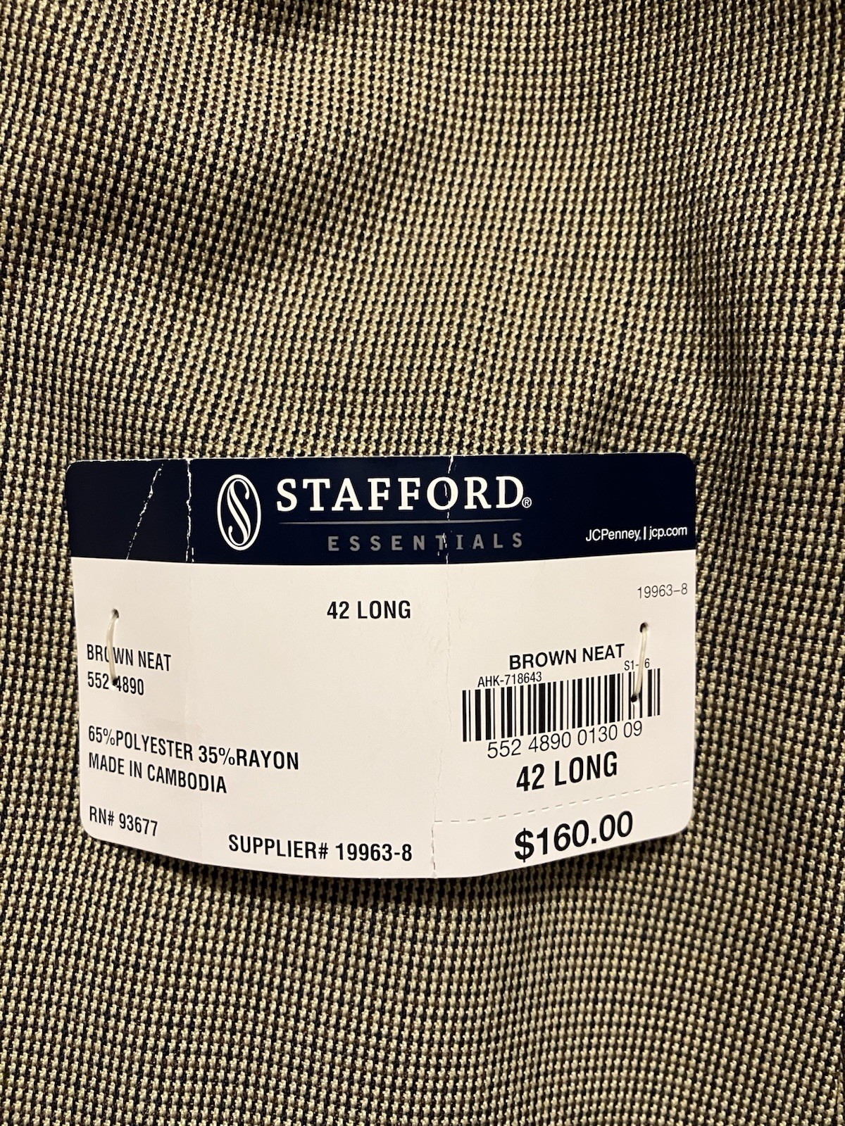 Stafford Men’s 42 L Polyester &Rayon Light Brown Sport Coat NWT
