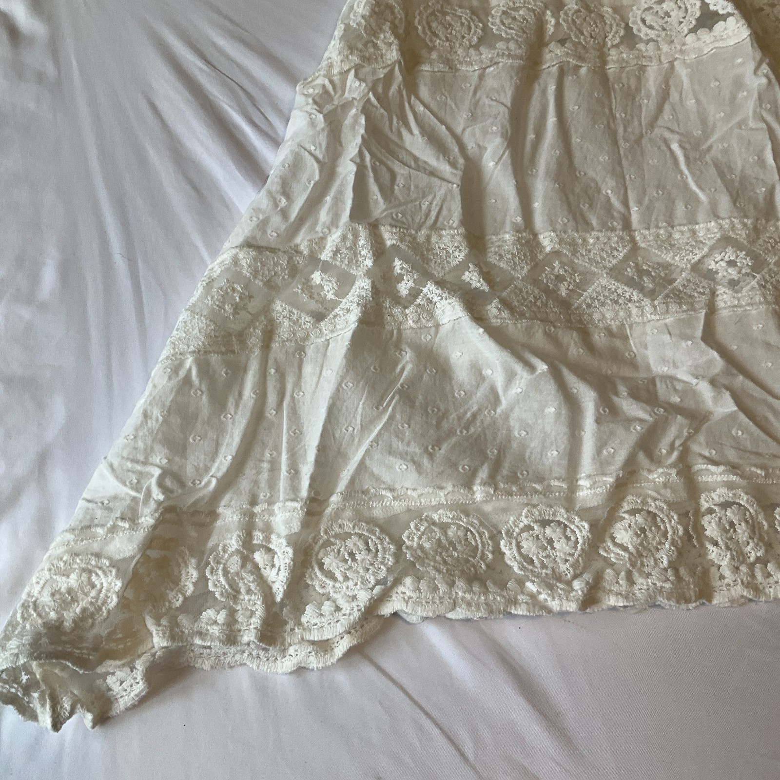 Accessorize London Beach Maxi Day Dress Womens Size L White Straps Lace Lined