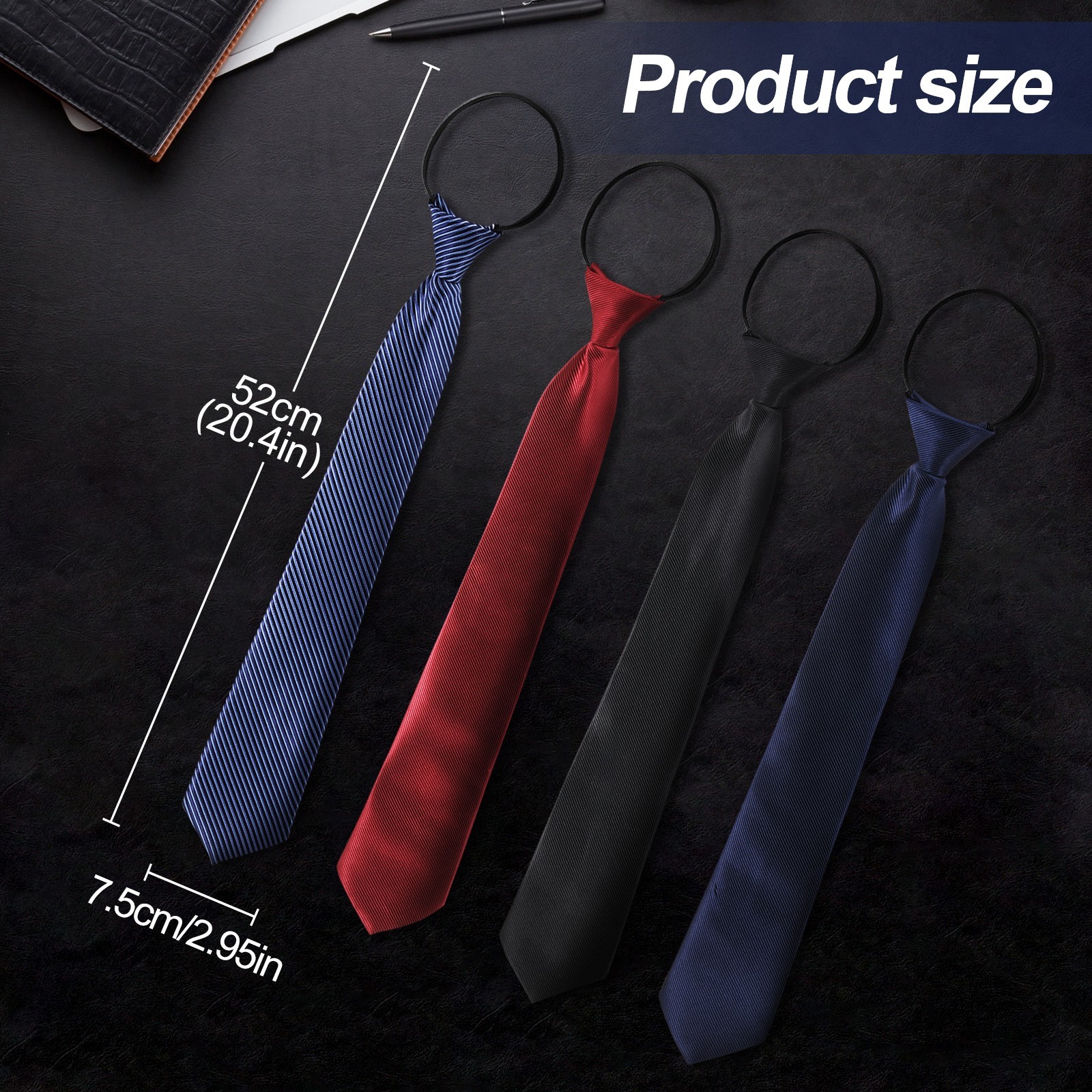 4x Clip on Tie for Men Clip on Necktie Striped Solid Plaid Dots Mixed Lot Tie