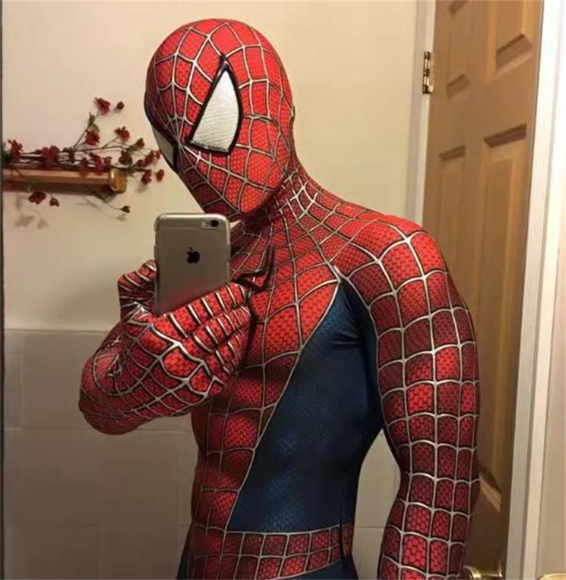 Amazing Spider-Man Tobey Maguire Cosplay Jumpsuit Mask Men Kid Halloween Costume