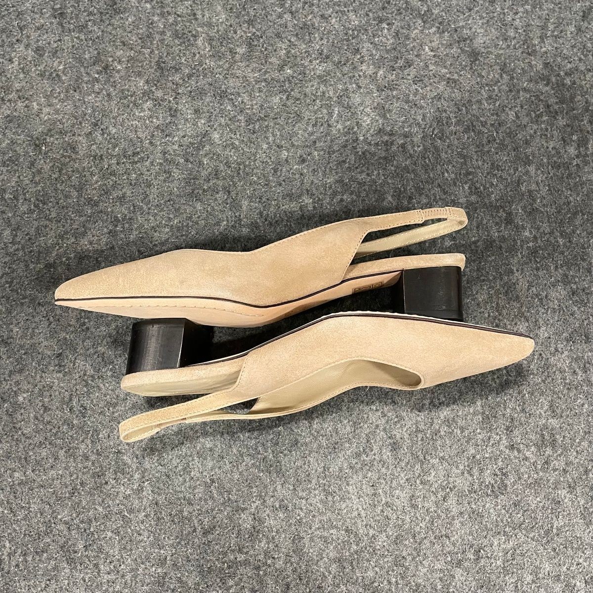 THEORY Block Heel Slingback in Suede Women’s Size 35 US 5 Beige Clay