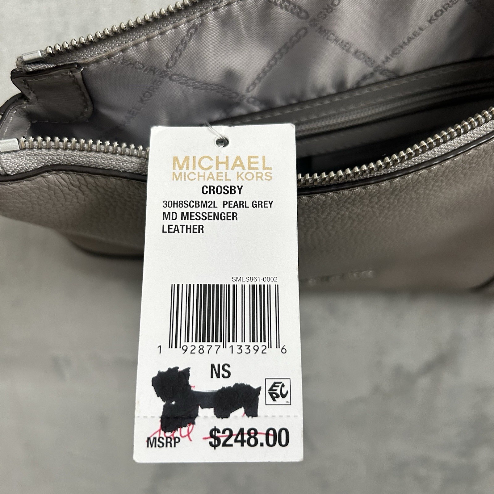 Michael Kors Crosby Pebble Leather Messenger Shoulder Crossbody Bag Purse Gray