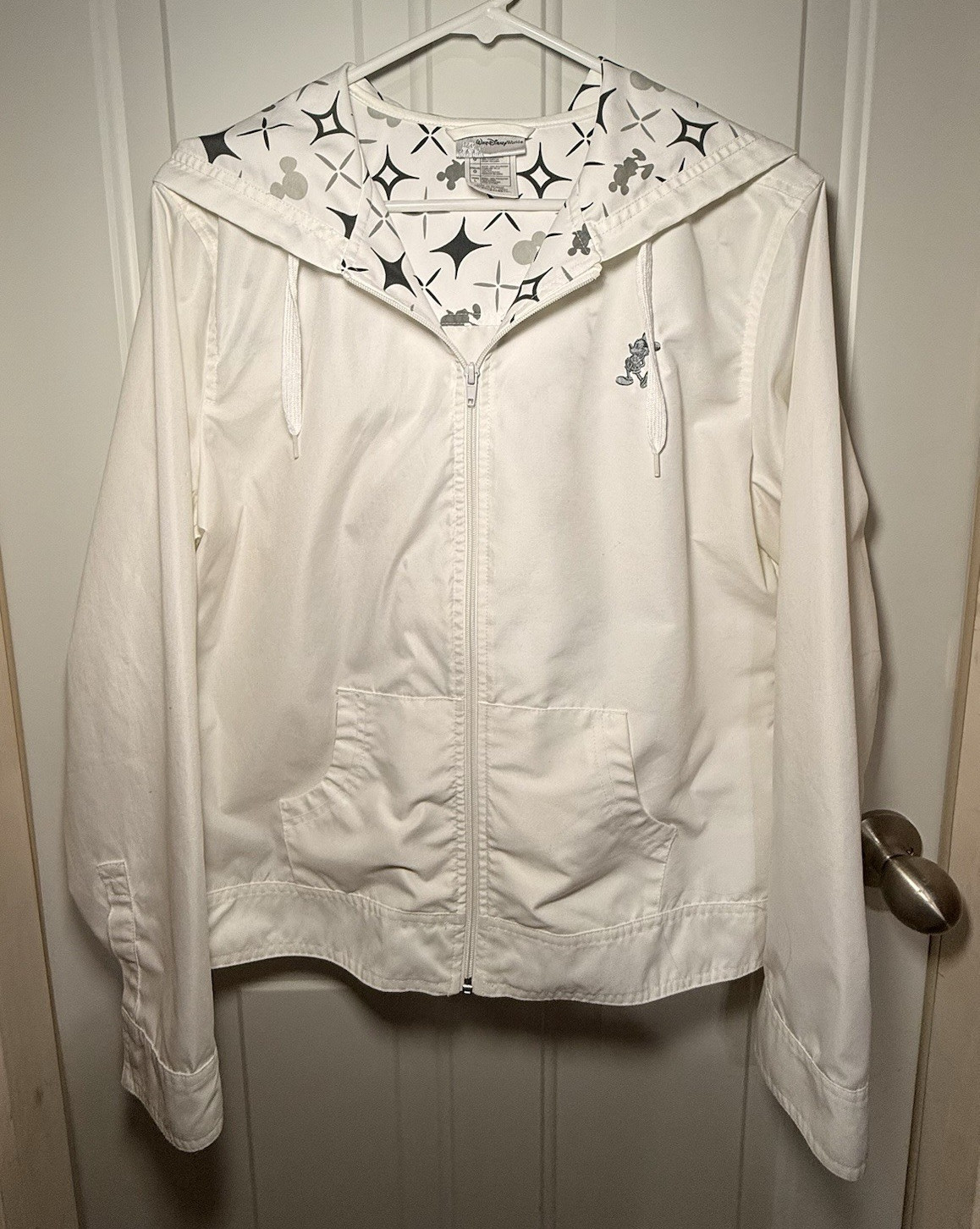 Walt Disney World Mickey Mouse Embroidered Full Zip Hooded Jacket Pockets L