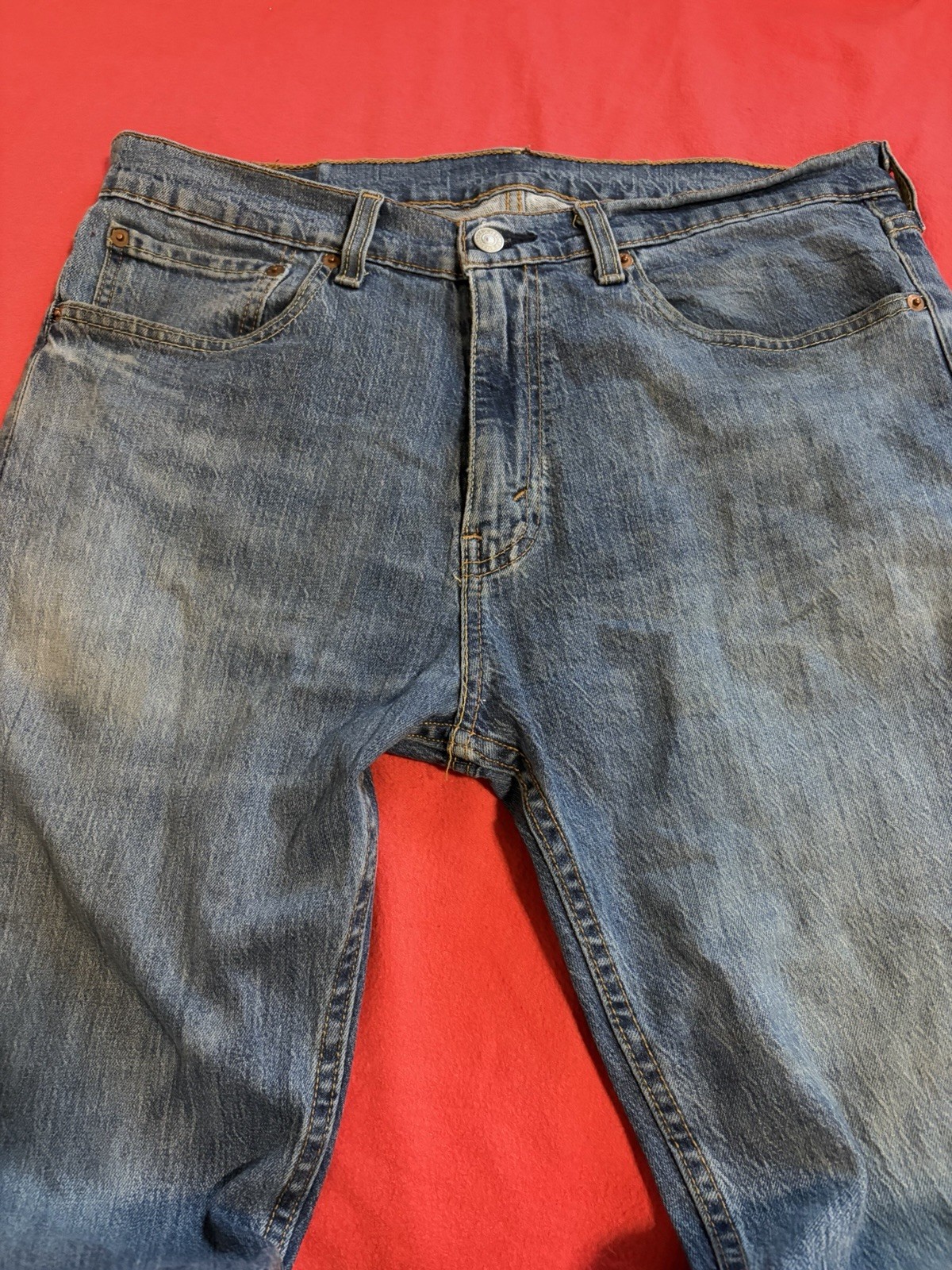 Levi’s Men’s Blue Denim Jeans Regular Fit Mid Rise Straight Medium Wash Pockets