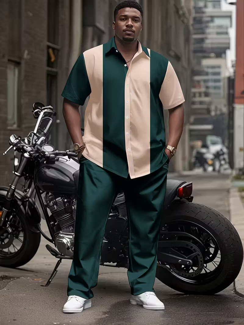 Men’s Outfit 2 Piece Set Shirt & Pants Suit PLUS SIZE BIG 3XL