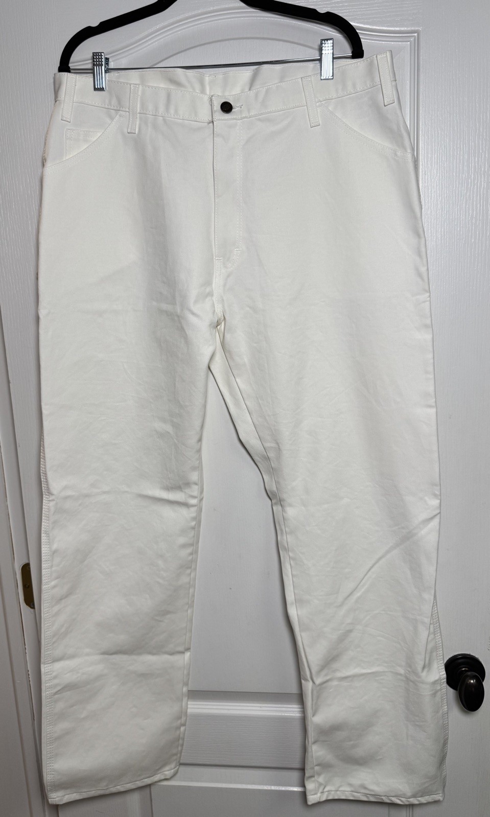 Dickies Pants Mens 38×32 White Canvas Carpenter Painter Workwear Hammer Loop NWT
