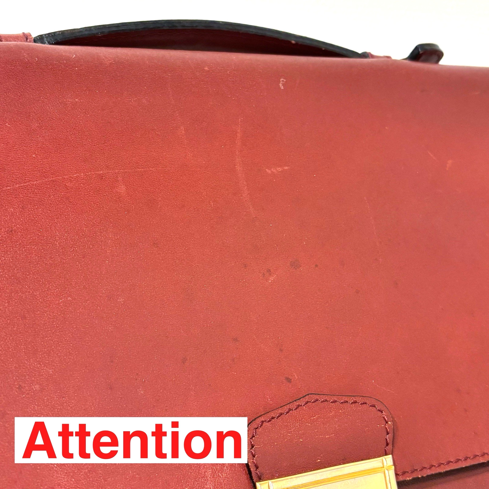 Cartier Briefcase Business Bag Leather Bordeaux Red Authentic