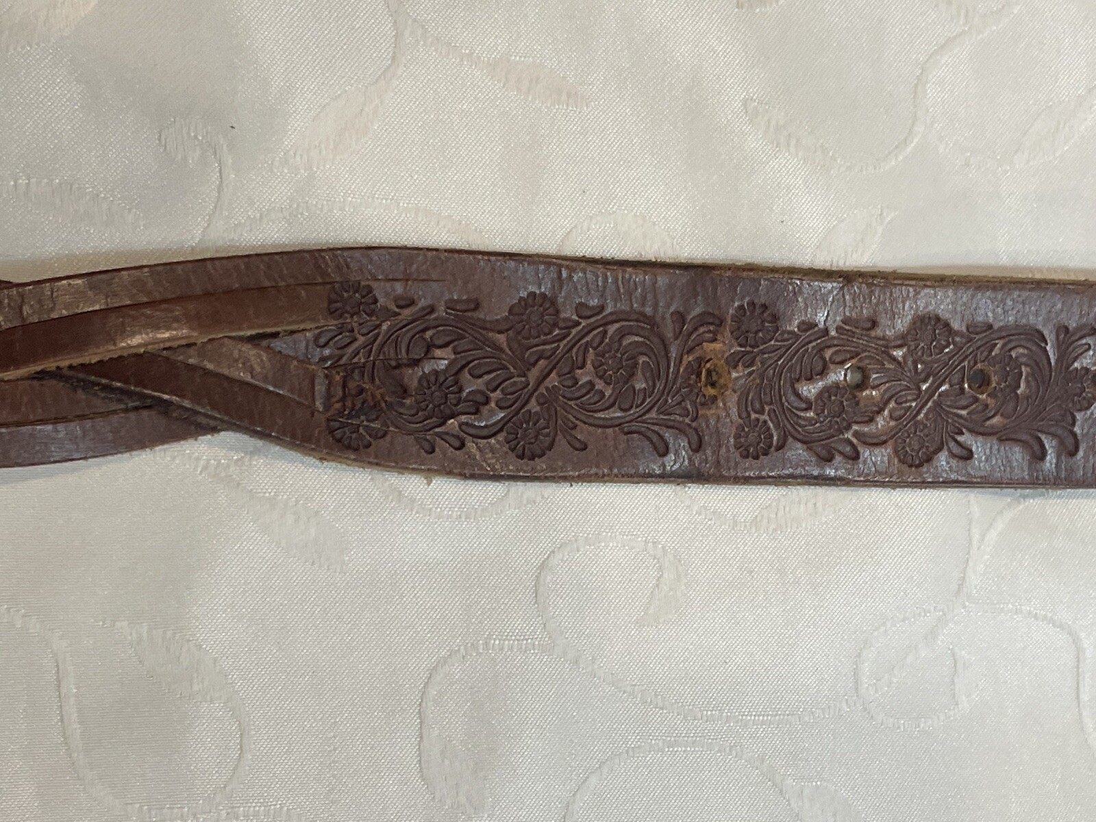 VINTAGE HAND TOOLED LEATHER BELT 41 Inches Belt Length Not Including Buckle