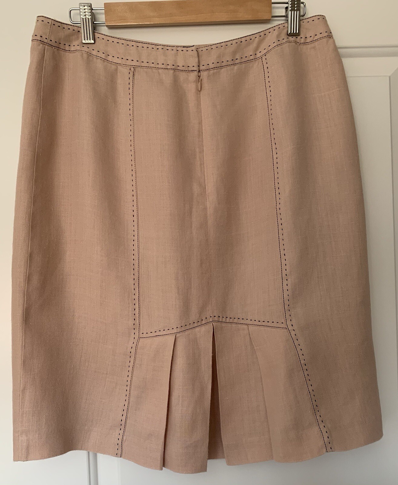 Next Tailoring 100% Ramie Skirt Size 14 Lined Pale Pink Pleated Smart Stylish
