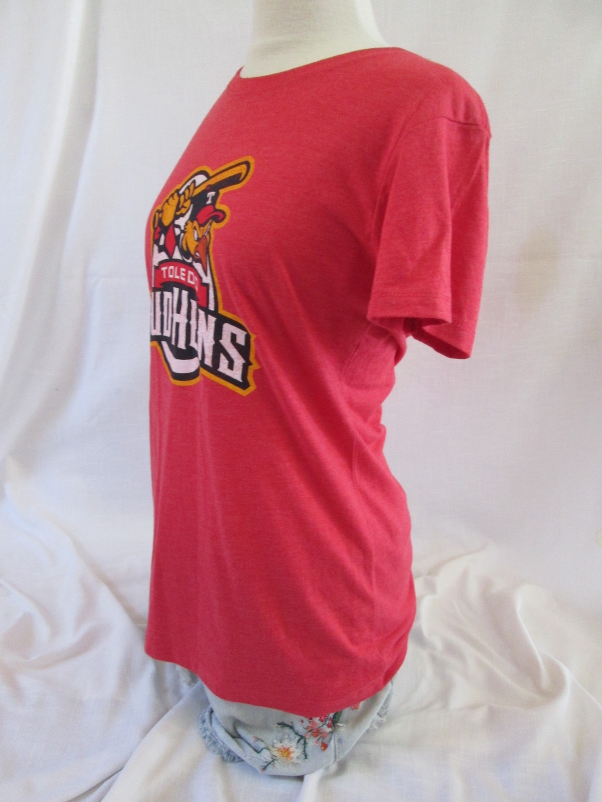 108 STITCHES TOLEDO MUDHENS BASEBALL WOMENS L SHORT SLEEVE GRAPHIC TEAM SHIRT