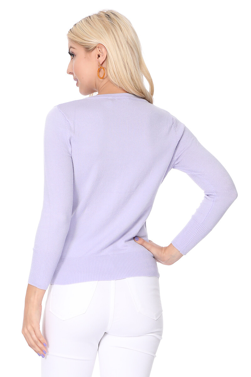 YEMAK Women’s 3/4 Sleeve Crewneck Button-Down Basic Cardigan Sweater CO079 (S-L)