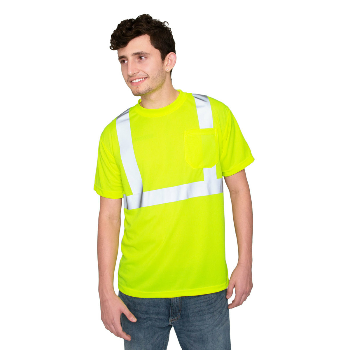 Hi Vis T Shirt Heat Tranfer Reflective Safety Lime Short Sleeve HIGH VISIBILITY
