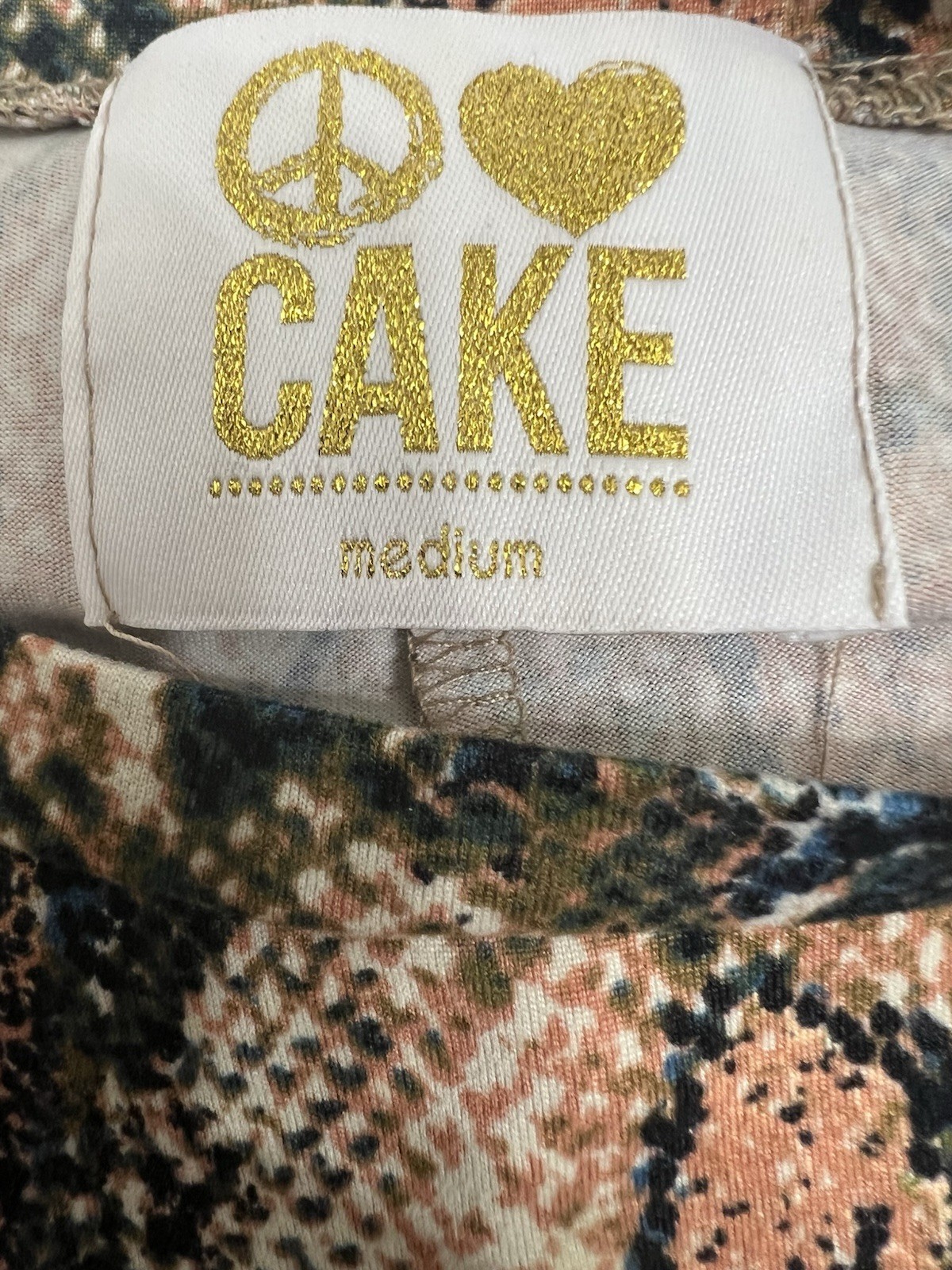 Peace Love Cake Snake Skin Animal Print Lounge Shirt Oversize Medium M Tunic
