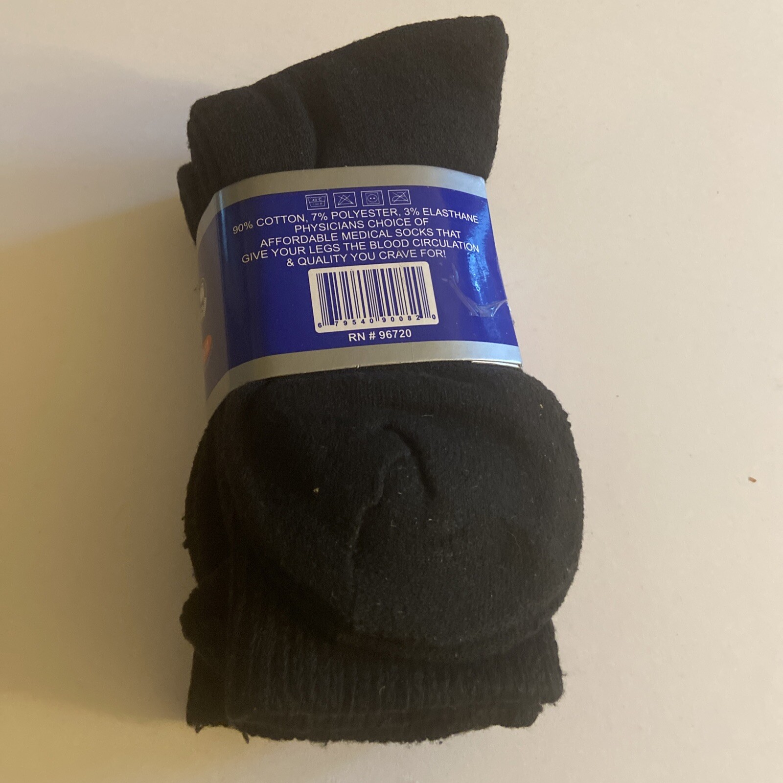 NEW Diabetic Black CREW SOCKS circulatory Health Men’s Cotton Size 9-11