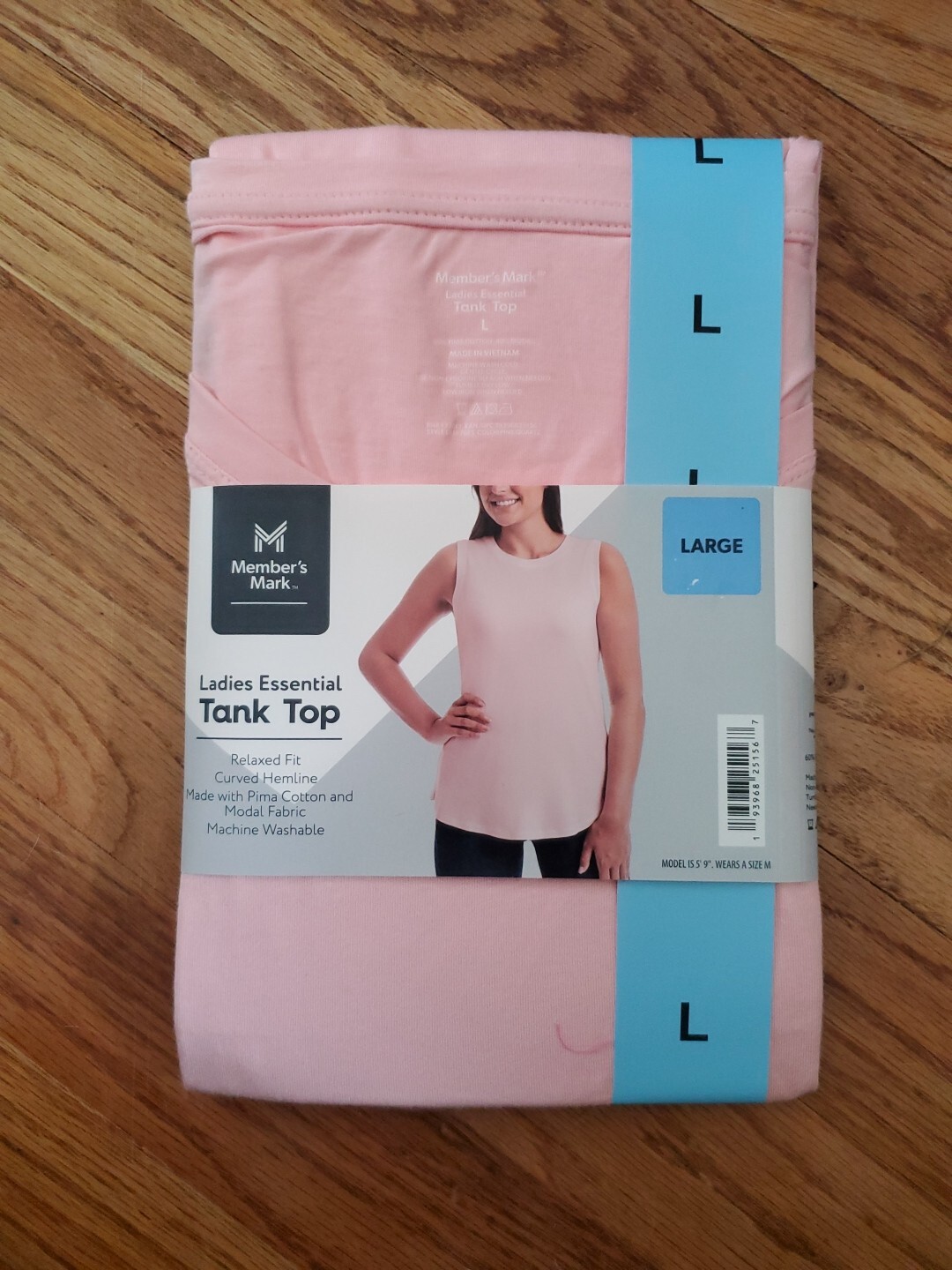 Member’s Mark Women’s Essential Tank Top Relaxed Fit Curved Hemline Large Pink