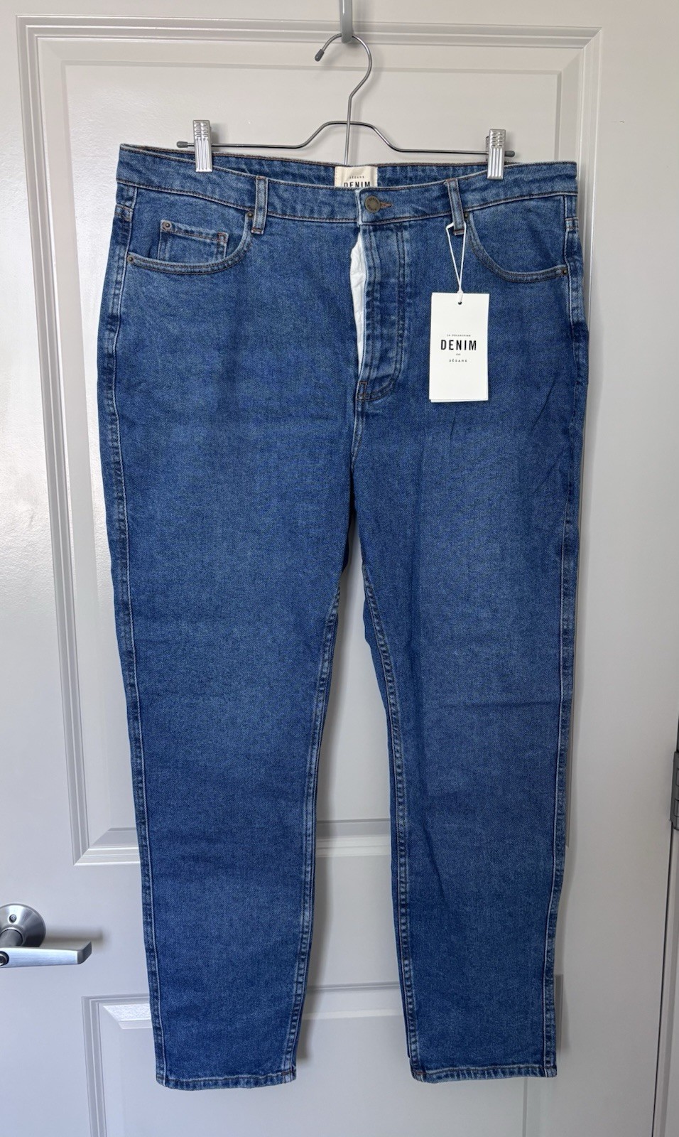 Sézane Women’s Brut Sexy Blue Denim Straight Jeans TALL Size 14