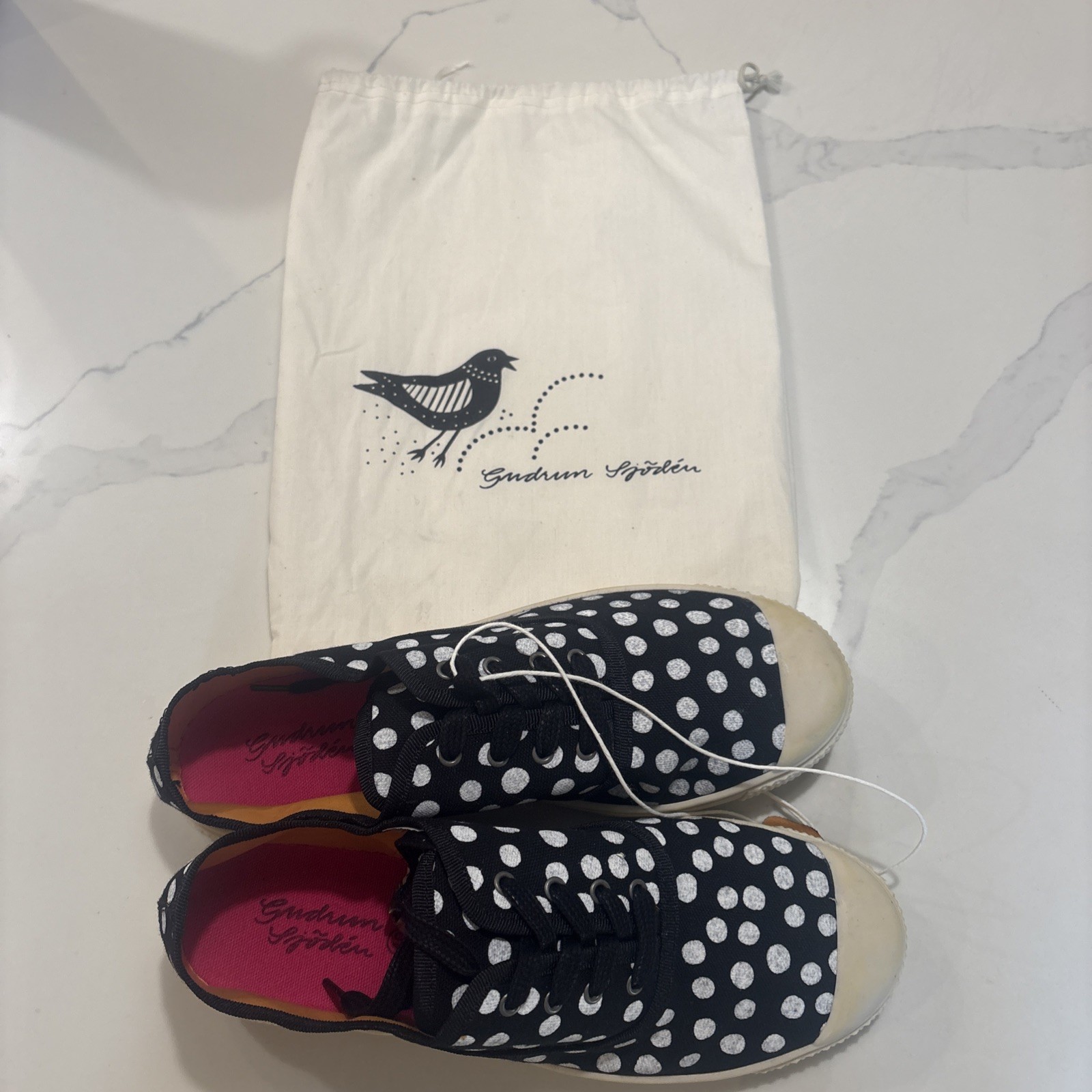Gudrun Sjoden Canvas Sneakers Polka Dot Lace Up Women’s EU 40 US 9-9.5 Dust Bag