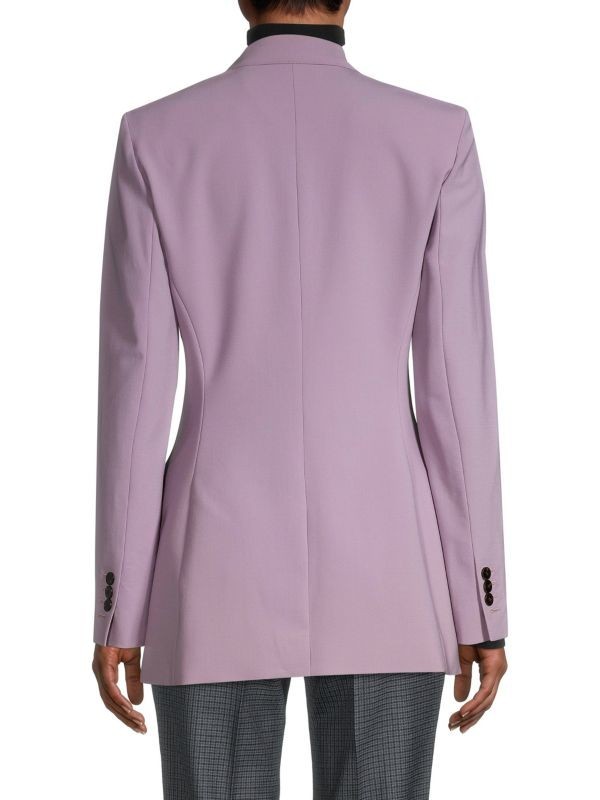 THEORY Double-breasted Blazer, Wool-blended, Lavender, Size 0, Sale!