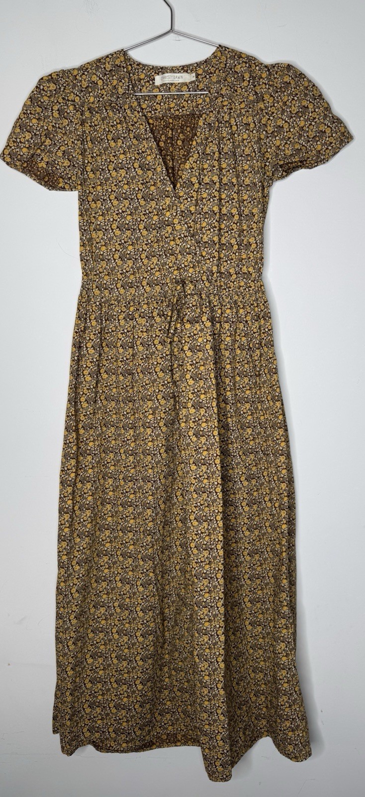 Christy Dawn The Dawn Dress Brown Yellow Ditzy Floral Midi Size XS Cotton