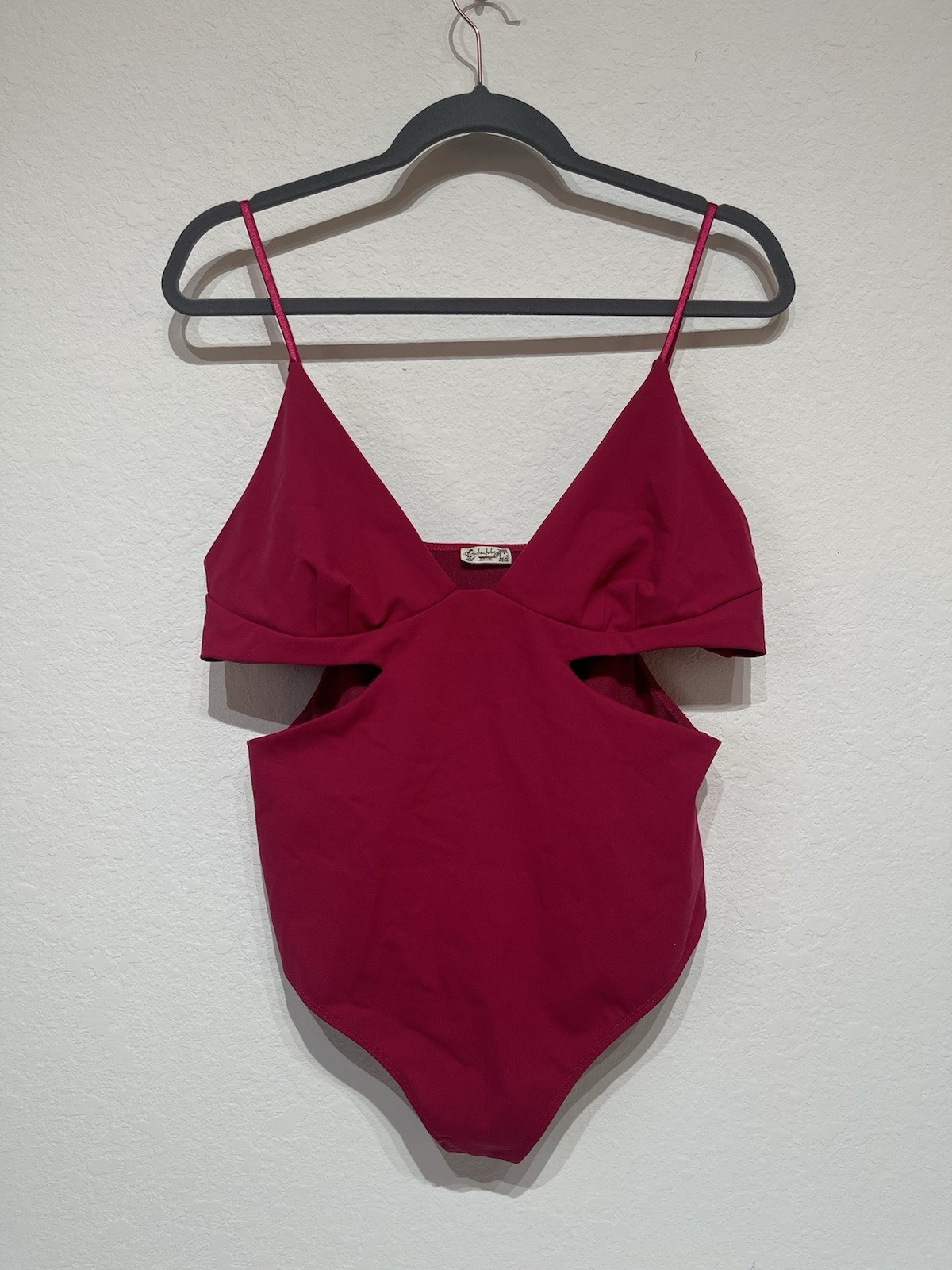 Free People Intimately Bodysuit Womens Size XL Burgundy Spaghetti Strap Coquette