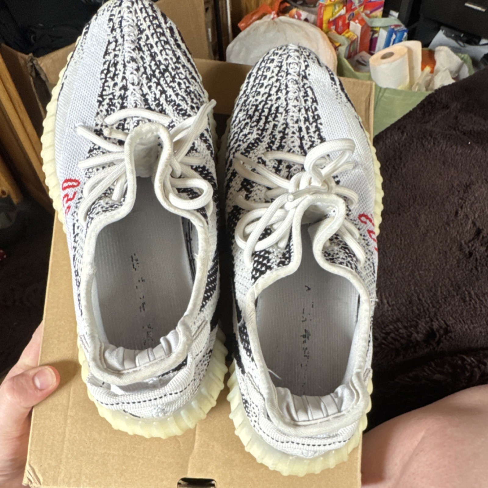 adidas Yeezy Boost 350 V2 CP9654 Zebra White Black Red Kanye West Sneaker
