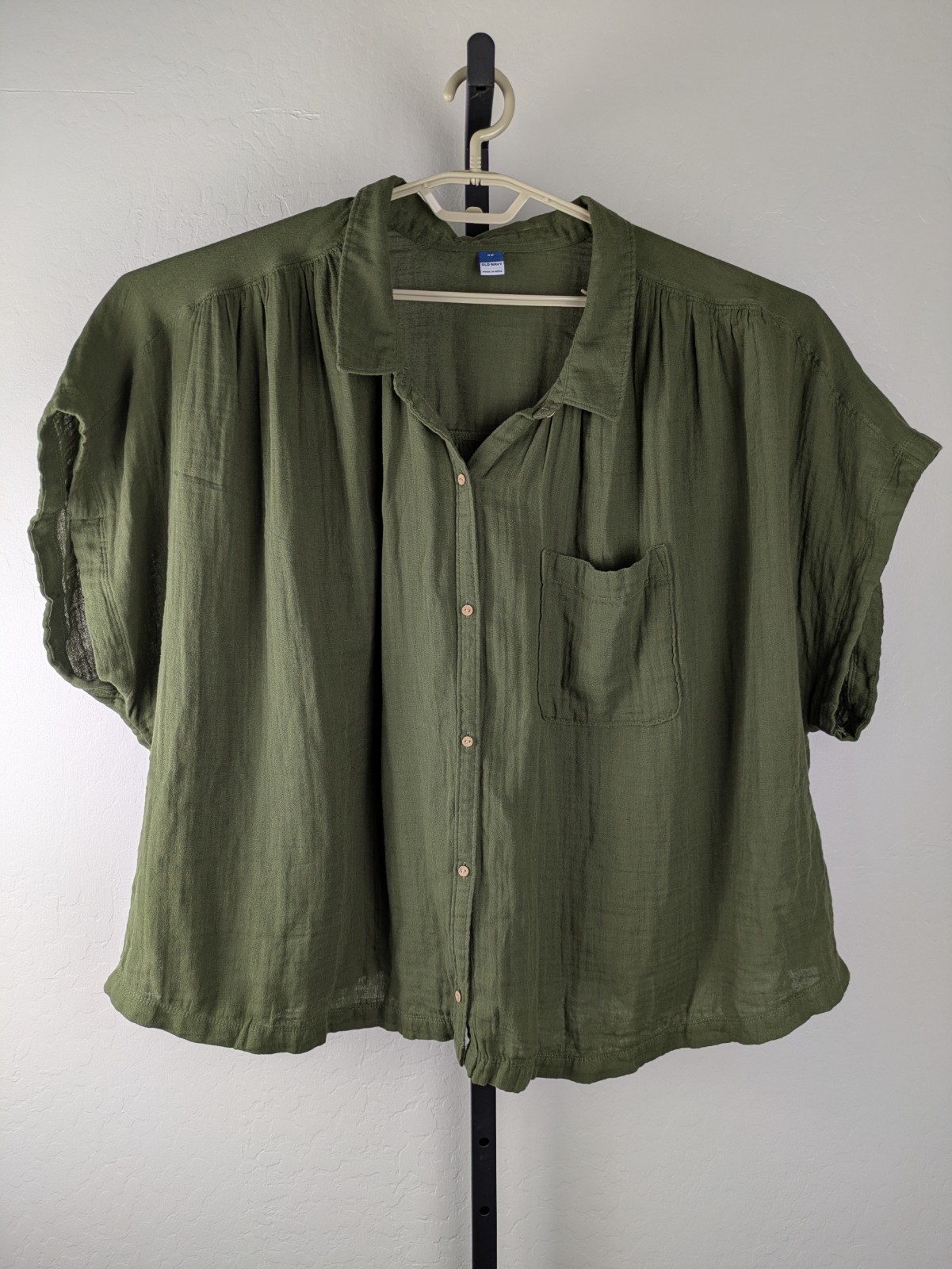 Old Navy size 4X green V-Neck Dolman-Sleeve Blouse Top 100% Cotton Boxy Fit