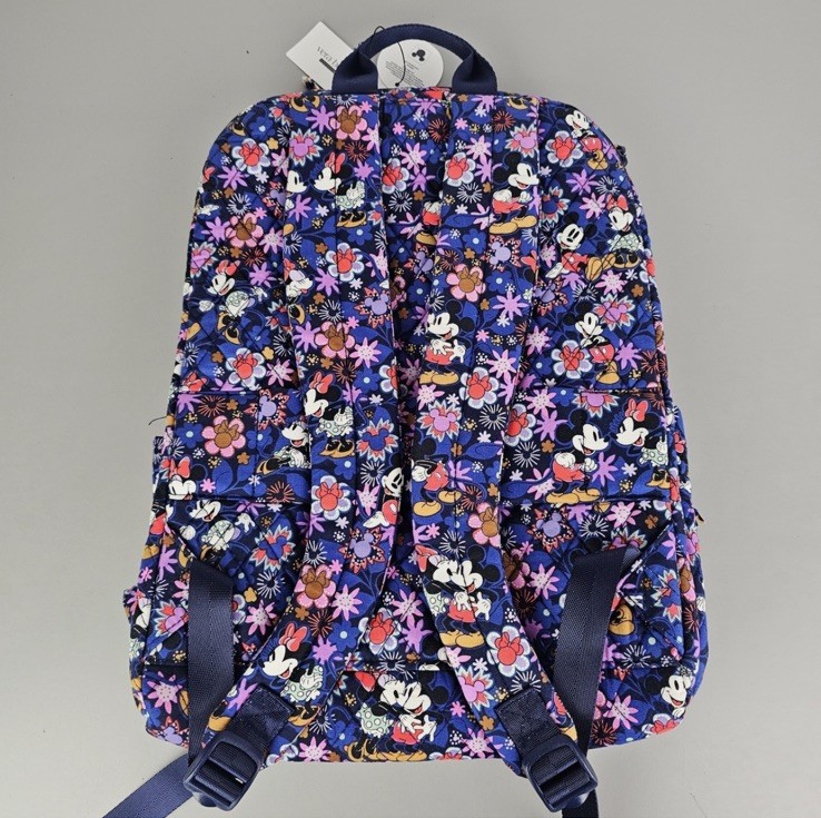 Vera Bradley Disney Mickey & Minnie Floral Blue Essentials Large Backpack NWT