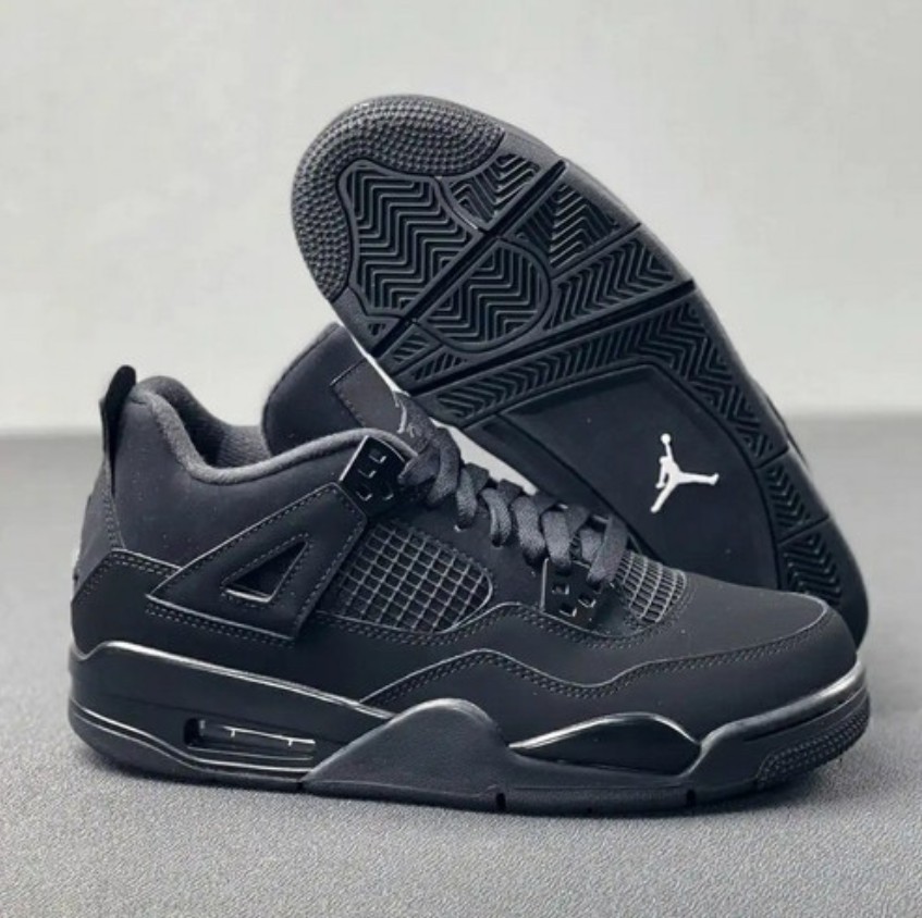 New Jordan 4 “Black Cat”Retro Men’s Black Basketball Shoes Mid-Top (2020) (2025)