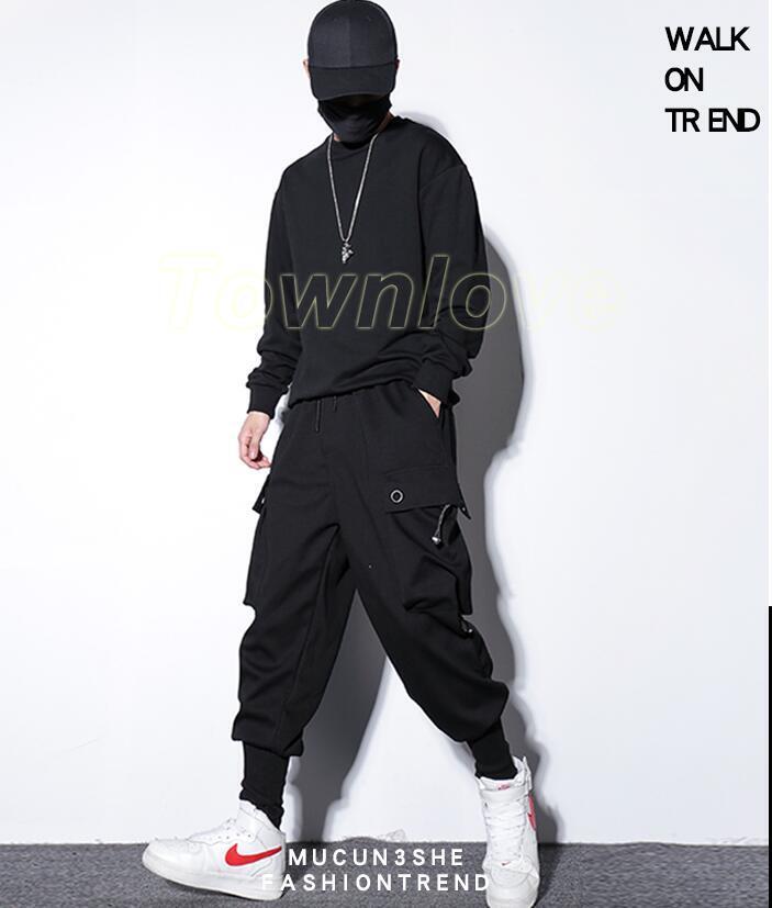 Mens Punk Harem Pants Hip Hop Pockets Cargo Trousers Casual Baggy Streetwear Hot