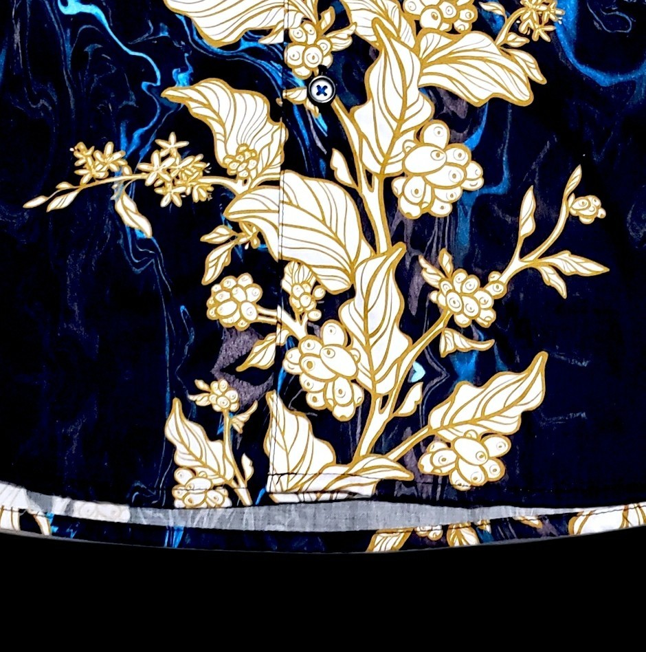 Robert Graham Bold Floral Abstract Black Multicolor 3XL Short Sleeve Shirt