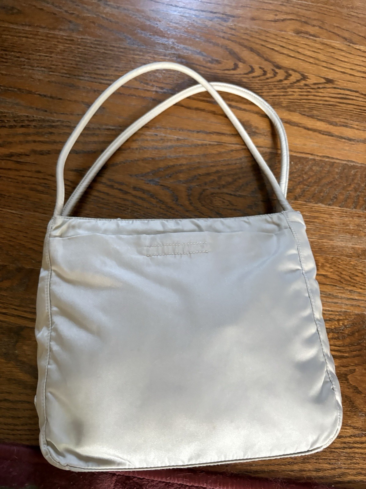 Vtg VGUC Prada Tessuto Light Gray Nylon Re-Edition 2000 Shoulder Bag Purse 9×8″