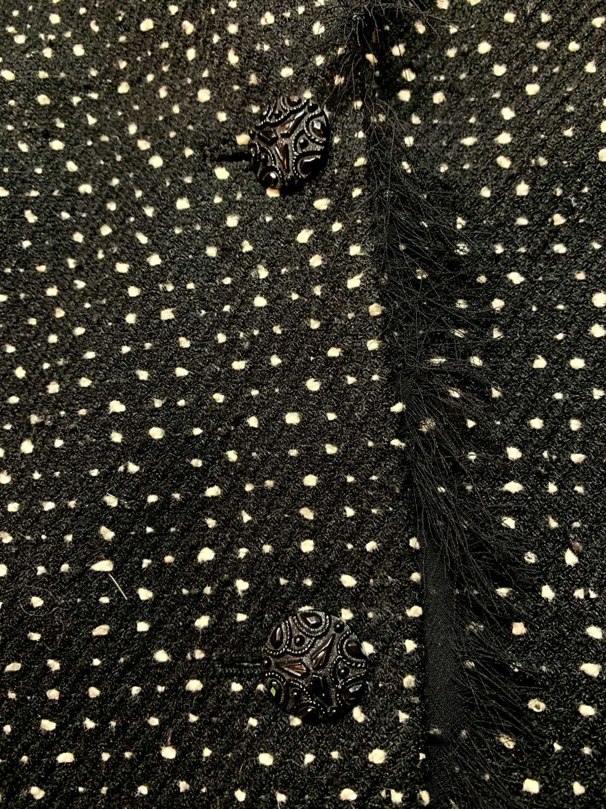 Sag Harbor Womans 2-Button Black tweed Blazer-Organza Frayed Trim-Size 22W(C11)