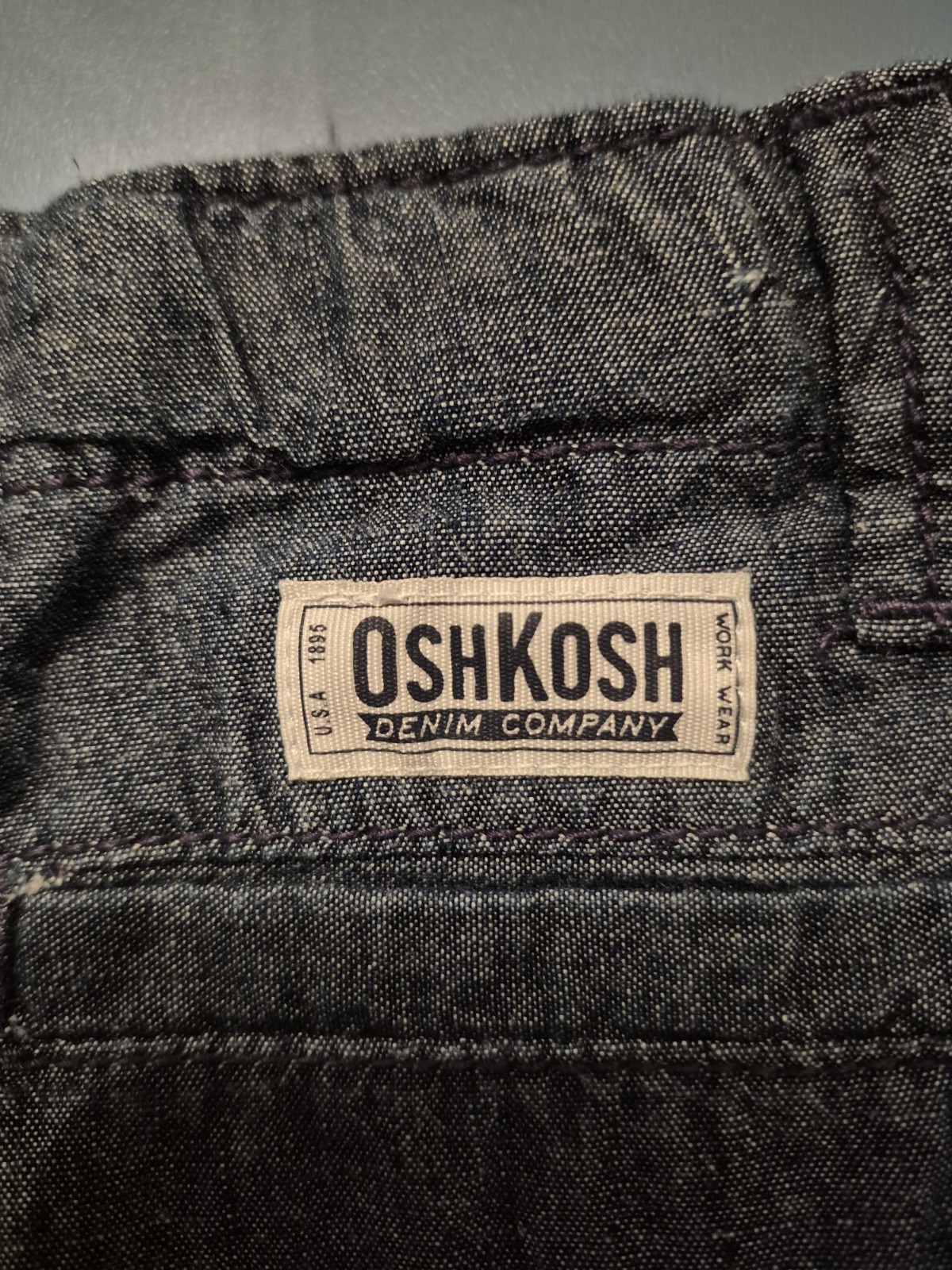 OshKosh B’gosh Blue Chambray Cotton Chino Shorts 12M Button Pockets