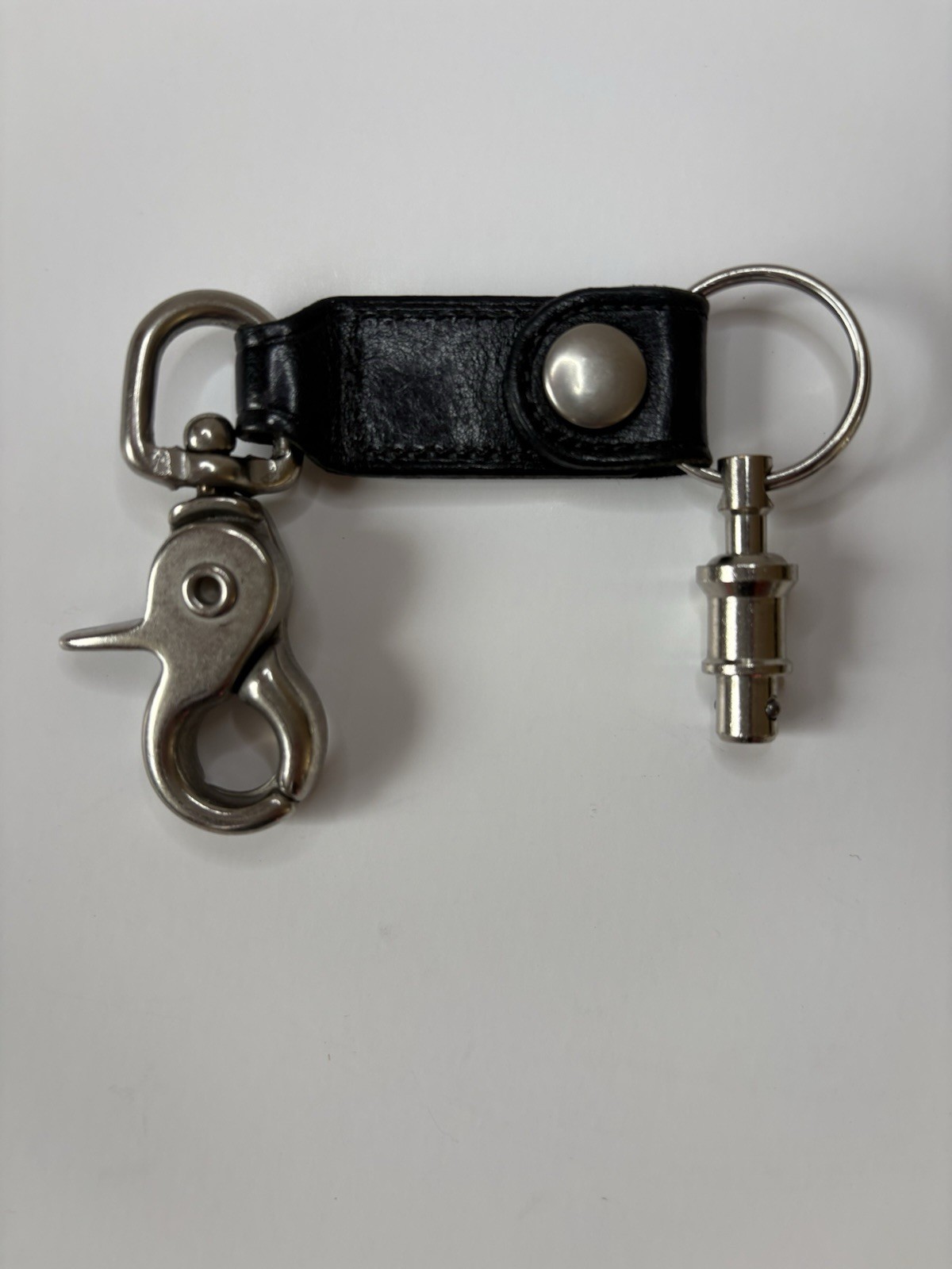 Vintage Coach Black Leather Valet Key Fob With Trigger Snap Hook Keychain