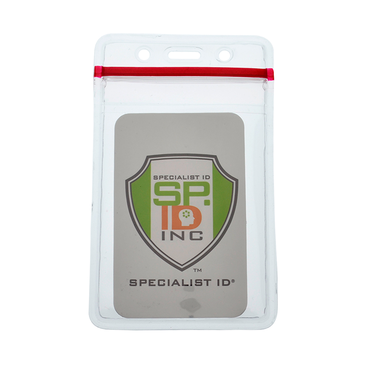 Heavy Duty Clear Vinyl ID Badge Holder with Resealable Zip-Lock Top – Vertical