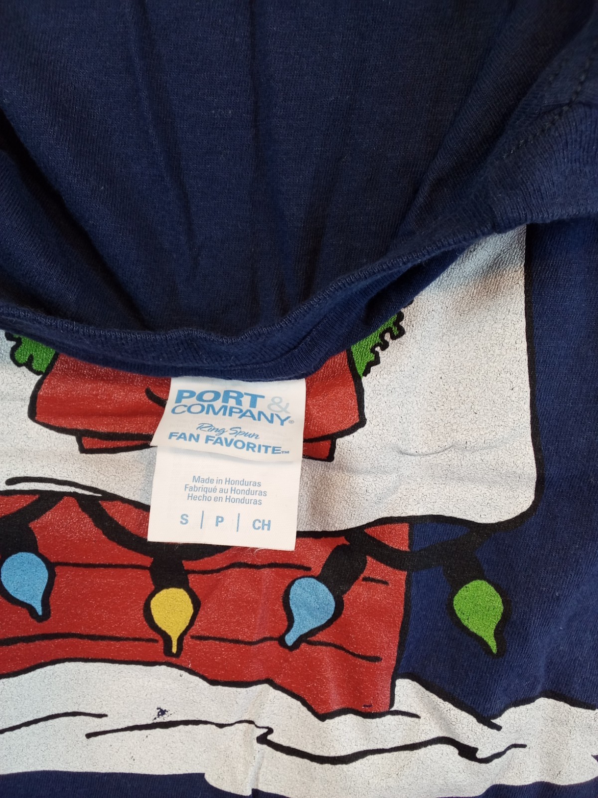 Blue Snoopy Christmas T Shirt Small