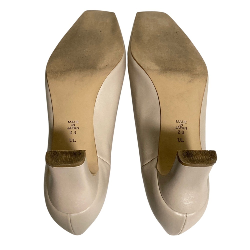 DIANA Leather Bit Square Toe Heel Pumps, Size 9.1″”, Greige Women USED