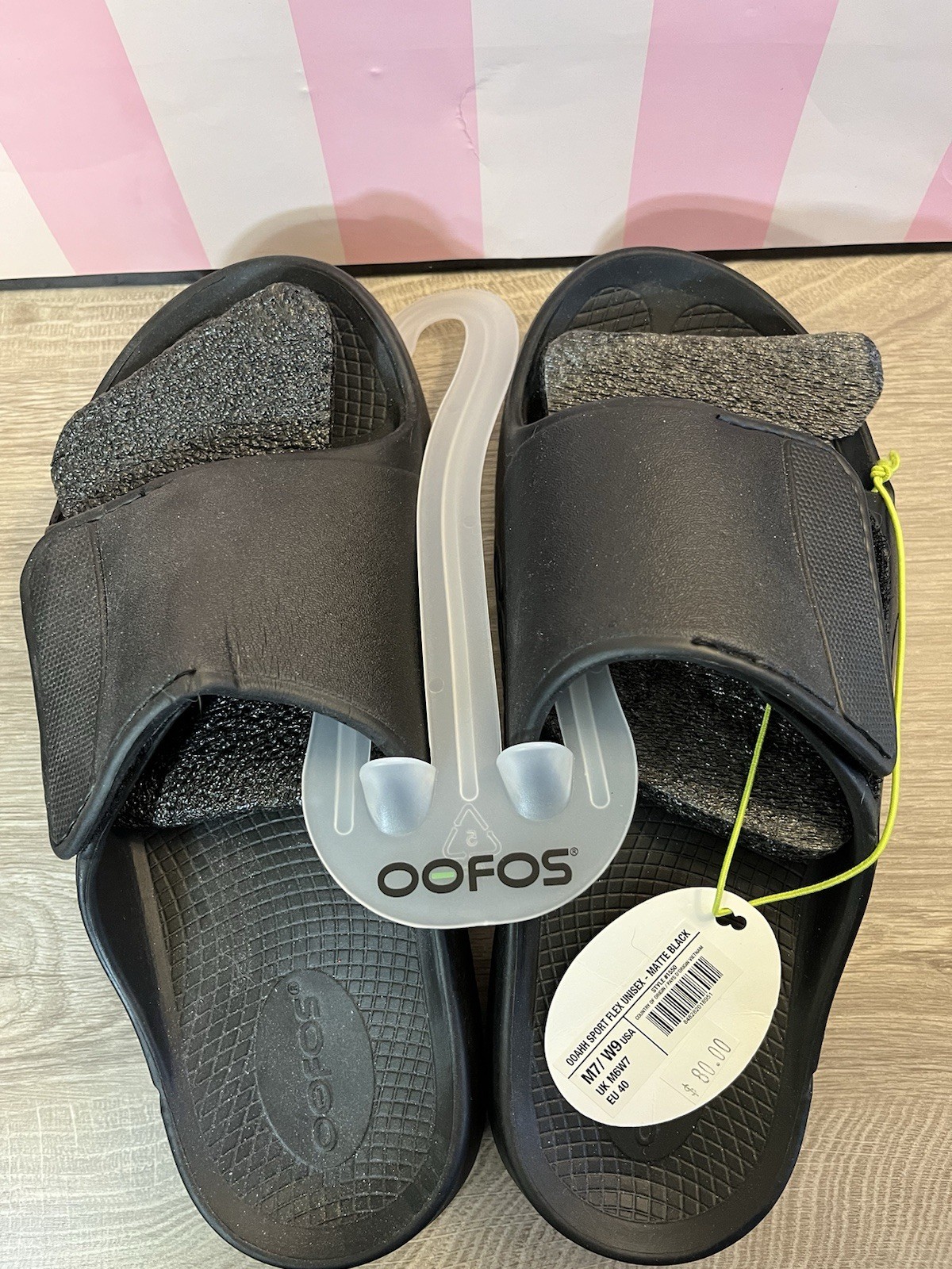 OOFOS OOahh Sport Flex Unisex Matte Black Slides Men 7 Women 9 NEW
