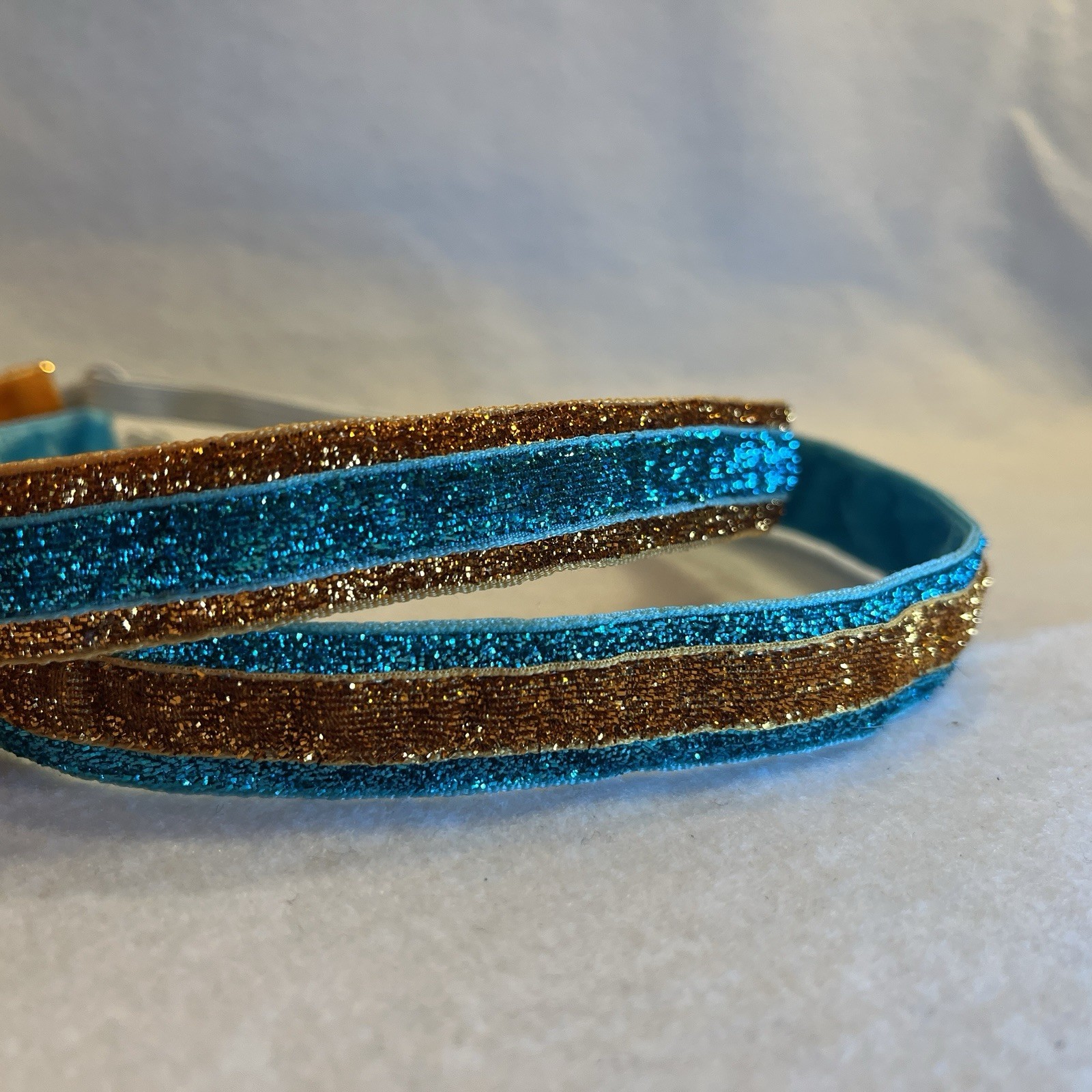 AQUA ORANGE GLITTER Headband no slip adjustable Life of a Showgirl Turquoise
