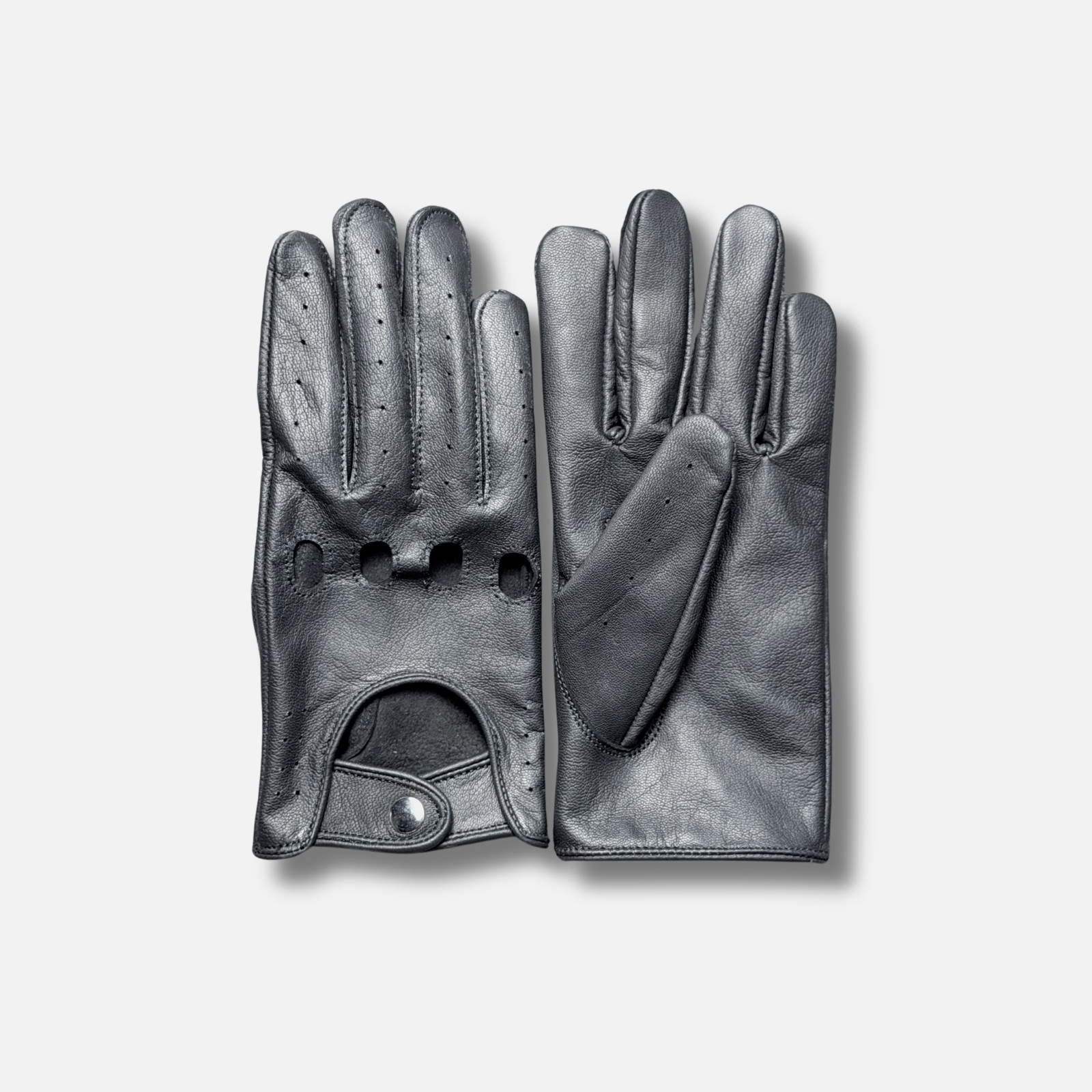 Bike Leather Vintage Black Leather Driving & Dress Gloves Men’s Classic Snap