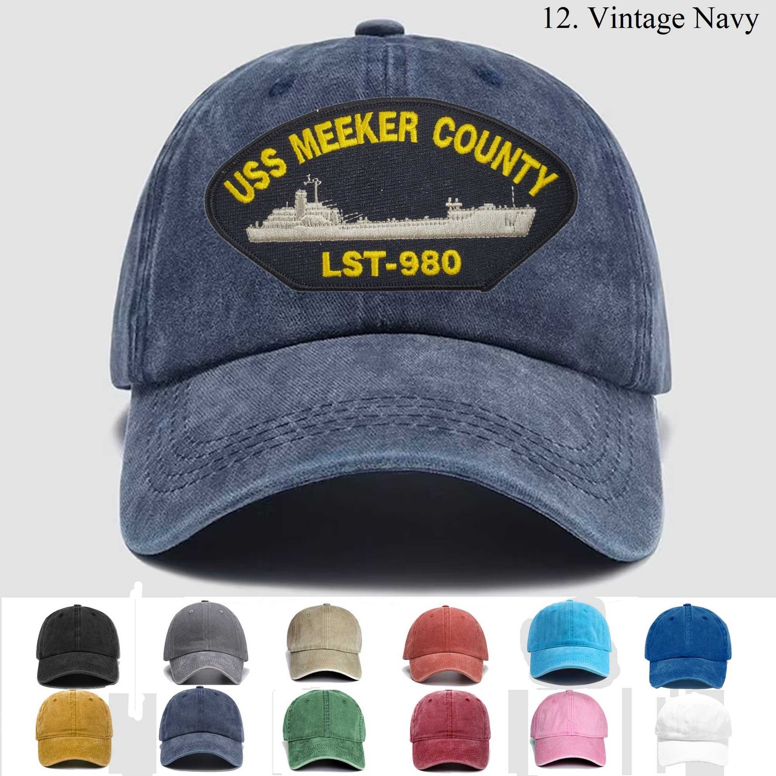Customized Embroidered Hat Uss Meeker County Lst-980, Trucker Hat, Gift Idea