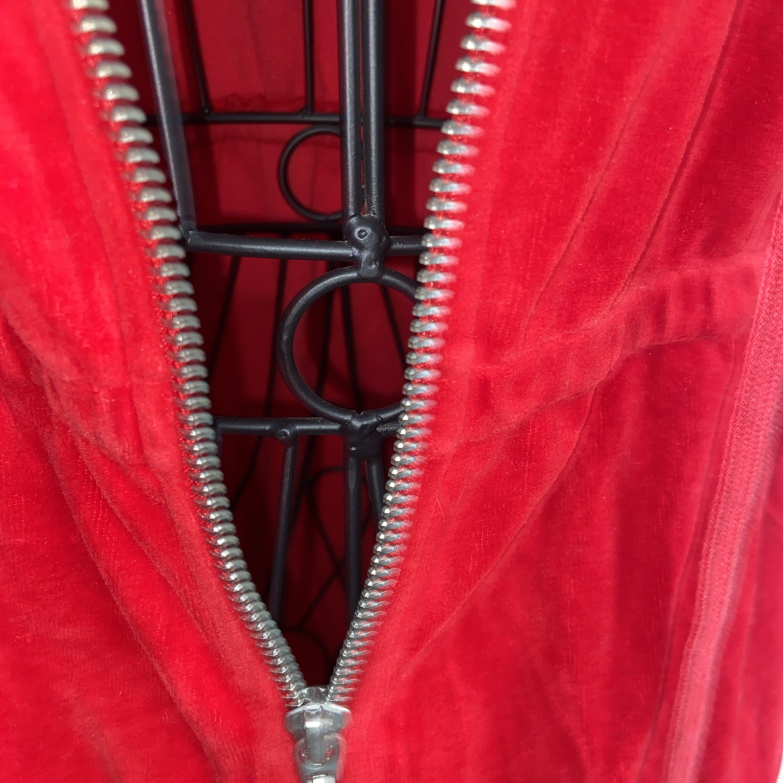 Y2K Juicy Couture Velour Red Hoodie Tunic Tie Bow Waist Long Dress Sz XL RARE