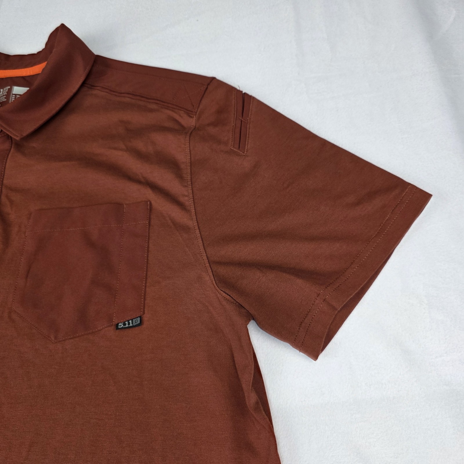 5.11 Tactical Mens Large Axis Short Sleeve Polo Shirt Golf Red Pocket Stretch