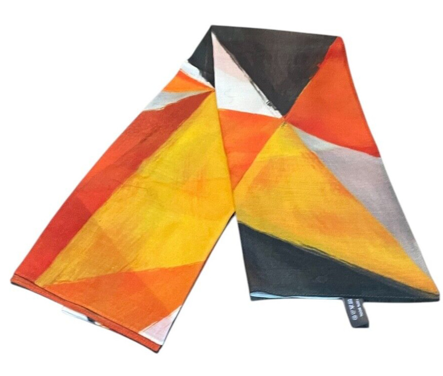 OPTUM Geo Print Mustard Multi 100% WOOL Vibrant Retro Scarf lightweight