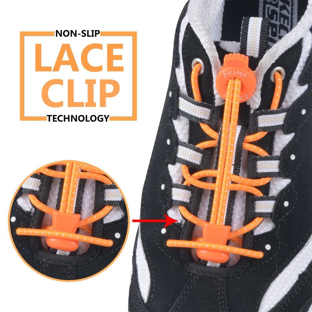 AVIMA Premium SPORTS LACES WITH LOCK – Elastic No Tie Shoelaces Orange – 10 Pack