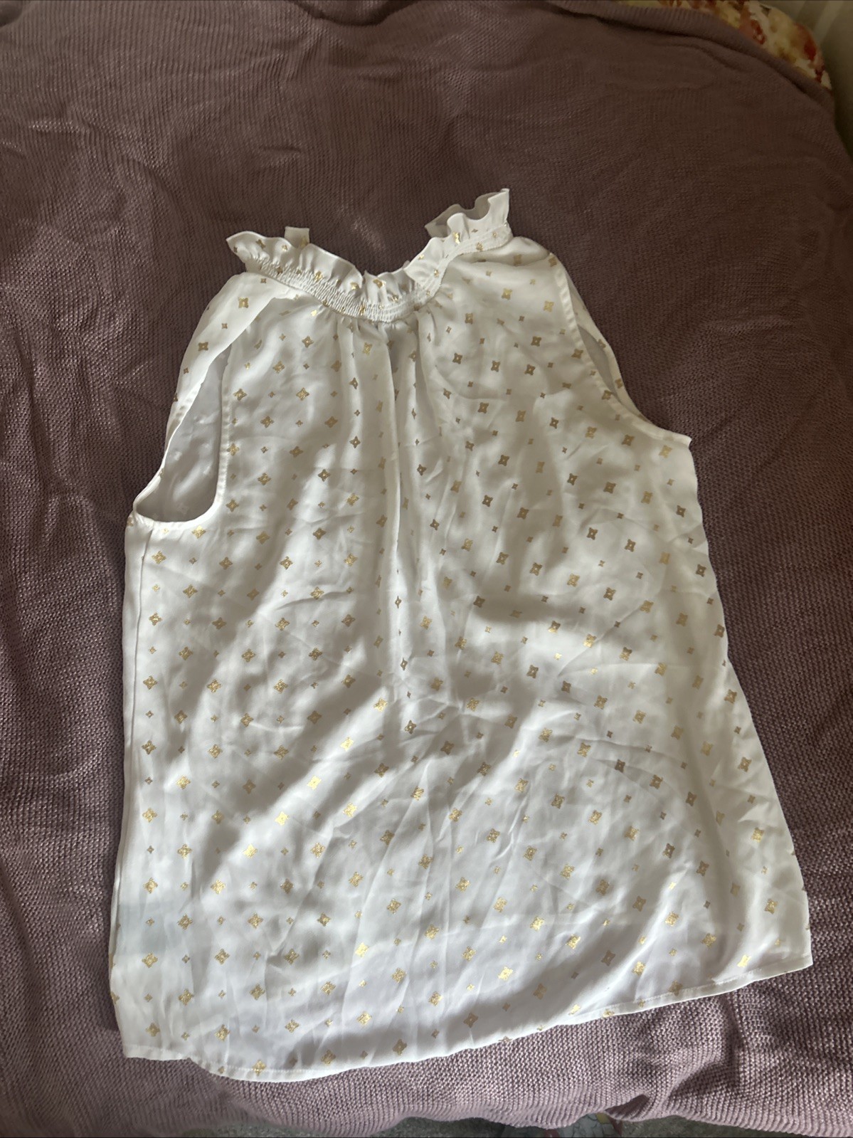 Worthington White Golden Star Print Sleeveless Blouse