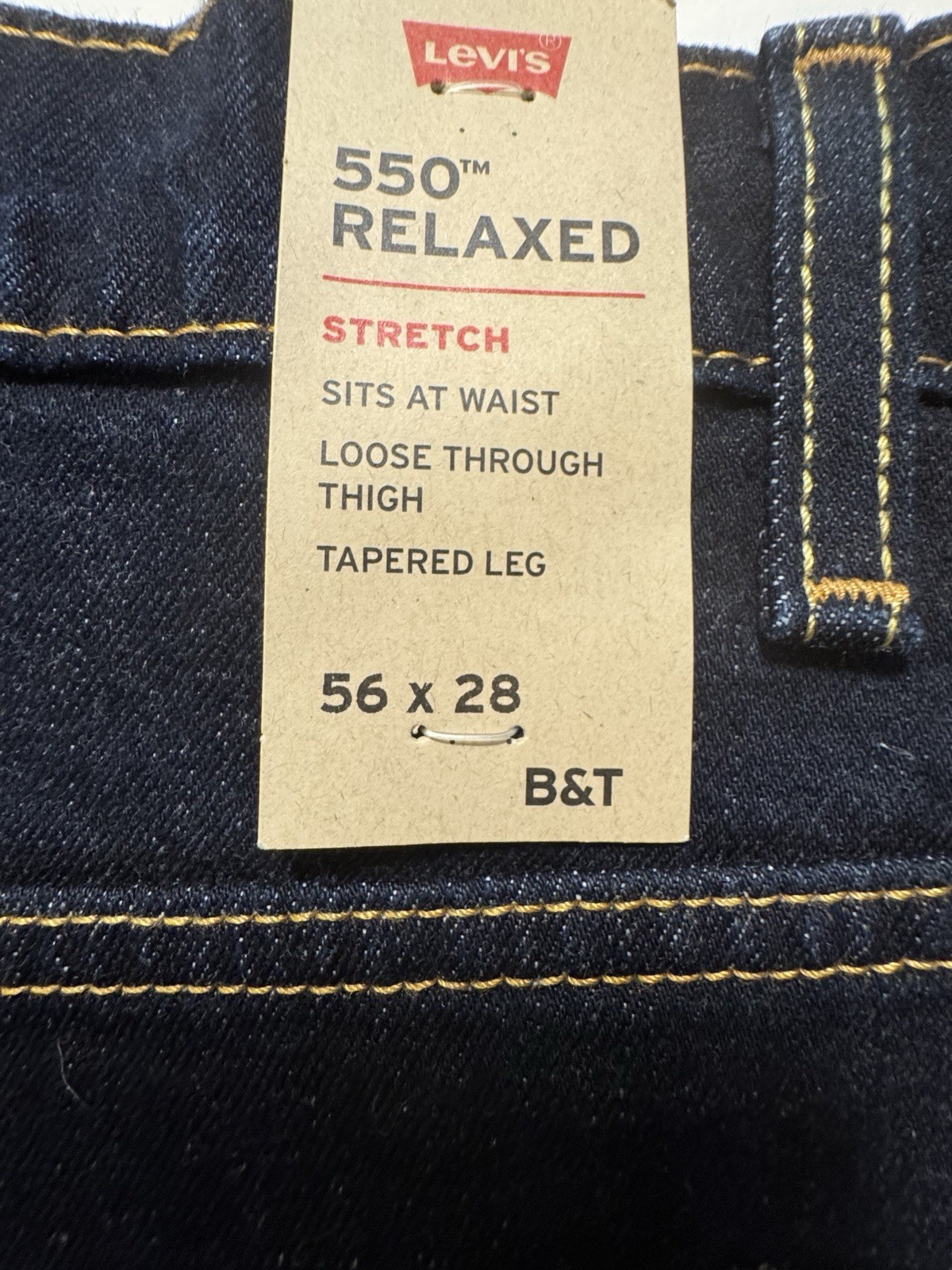 Levi’s 550 Relaxed Jeans Men’s 56×28 Big & Tall Stretch Dark Wash NWT B12#11