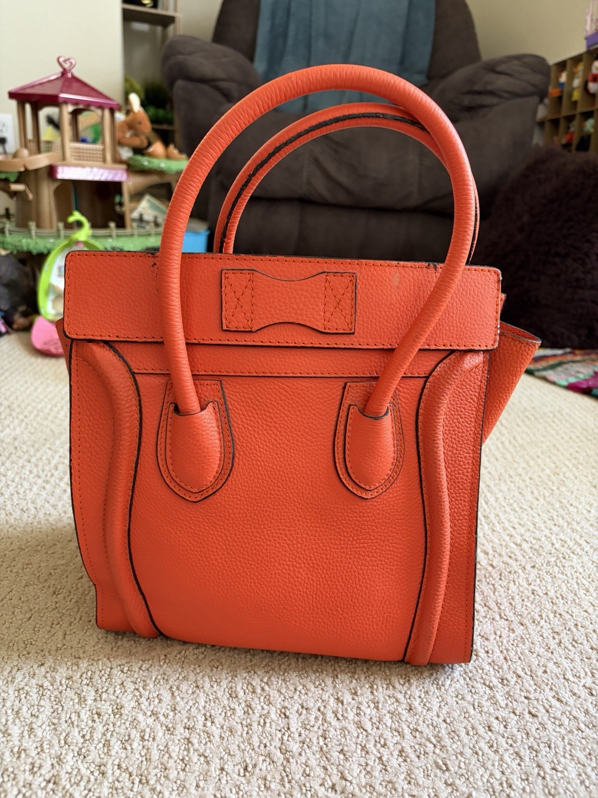 Celine Drummond Calfskin Nano Bag Orange Vermillion